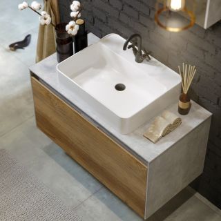 Подвесная тумба под раковину Aqwella Mobi MOB0108W+MOB0708W 80 см